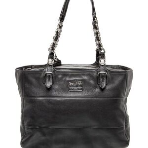 Coach Black Leather Chain Strap Tote
